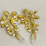 Coral Earrings with Freshwater Pearl Finish