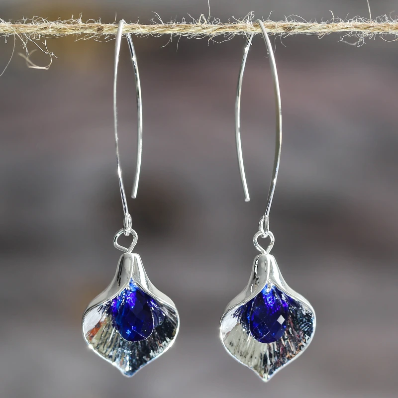Vintage Blue Stone Earrings in Silver Koala Brand