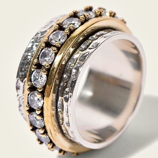 Vintage Ring with Gold and Silver-Coloured Zirconia main image 0