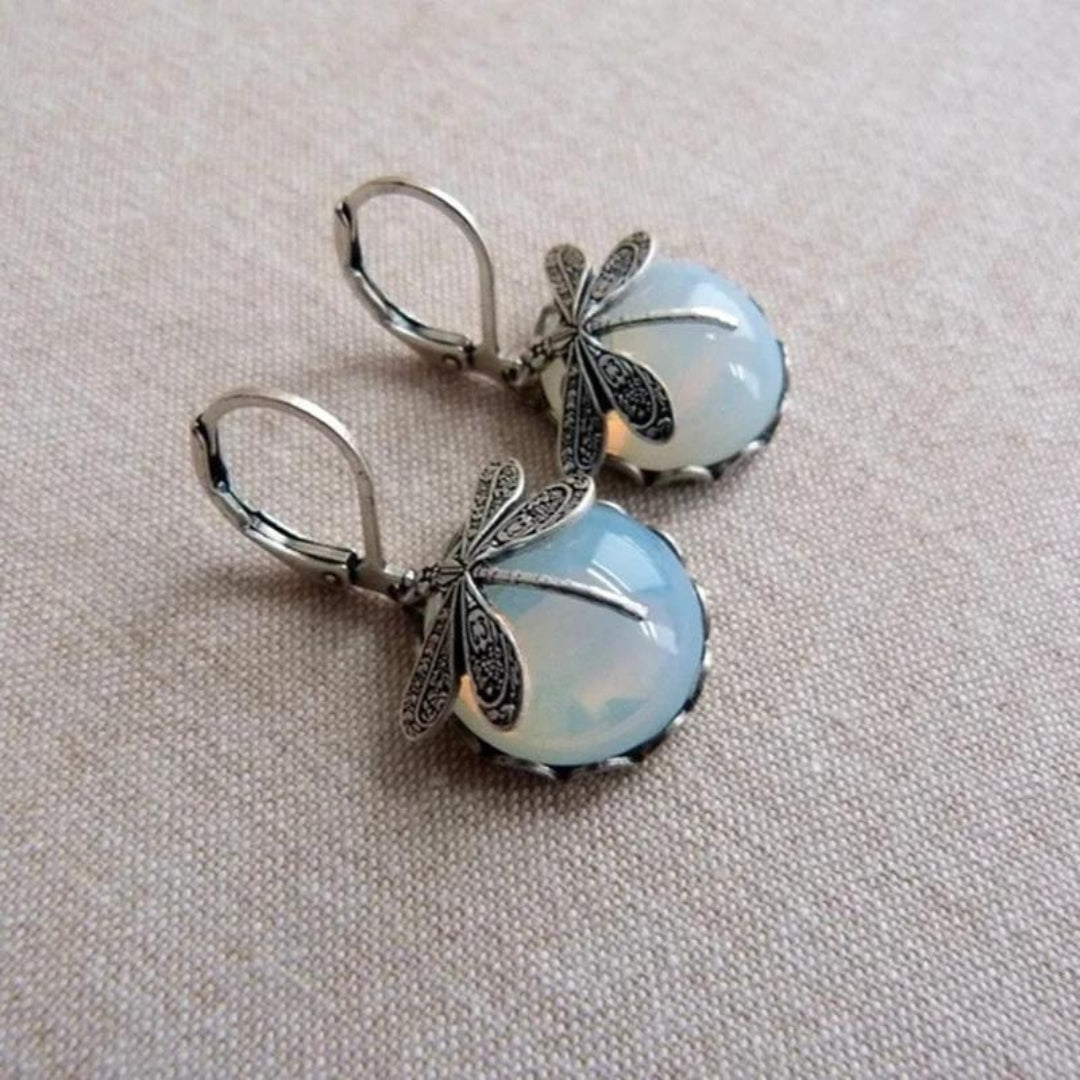Dragonfly  with White Crystal in 925 Sterling Silver