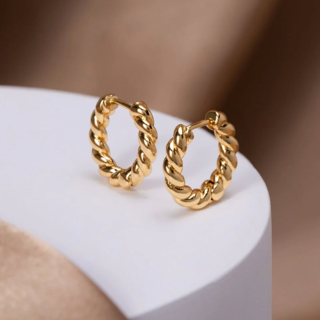 Gold Plaited Hoop Earrings