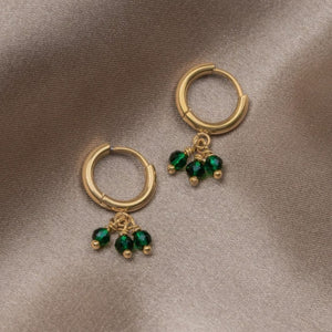 Green Crystal Hoop Earrings