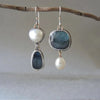 Vintage Blue Stone Pearl Earrings