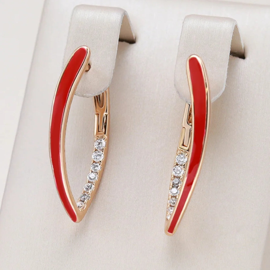 Elegant Red Enamel Earrings