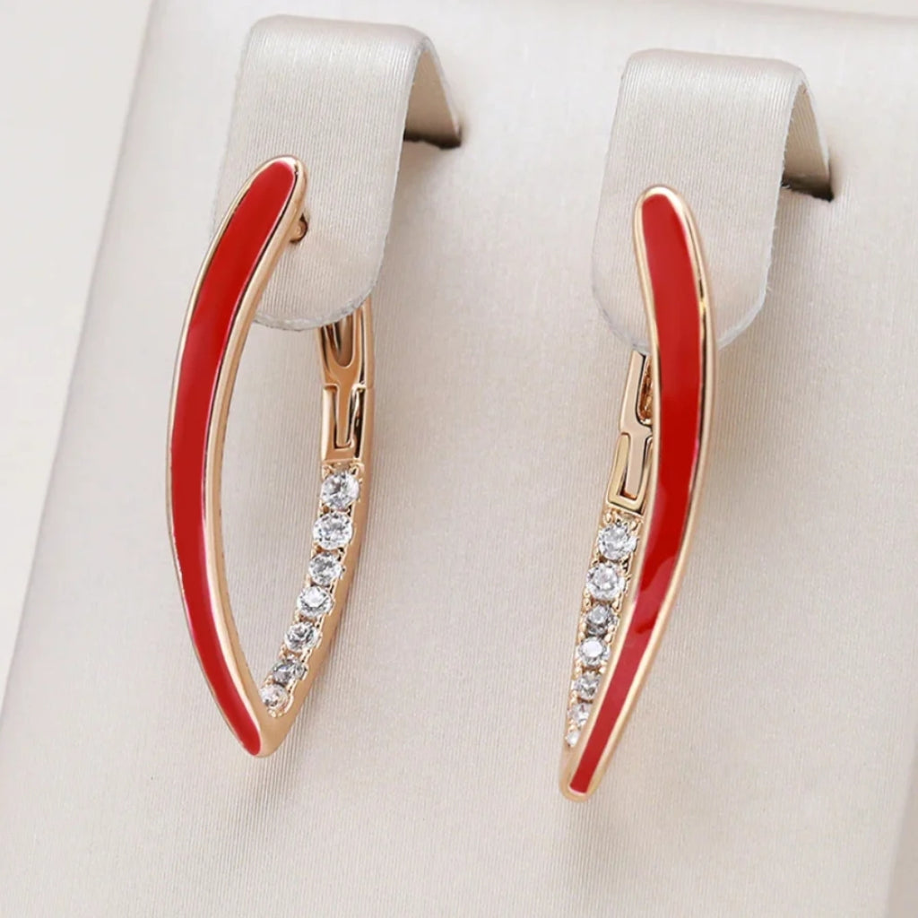 Elegant Red Enamel Earrings