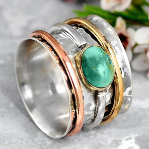 Vintage Gold & Silver Turquoise Stone Ring