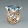 Vintage Rose Gold Blue Zirconia Ring