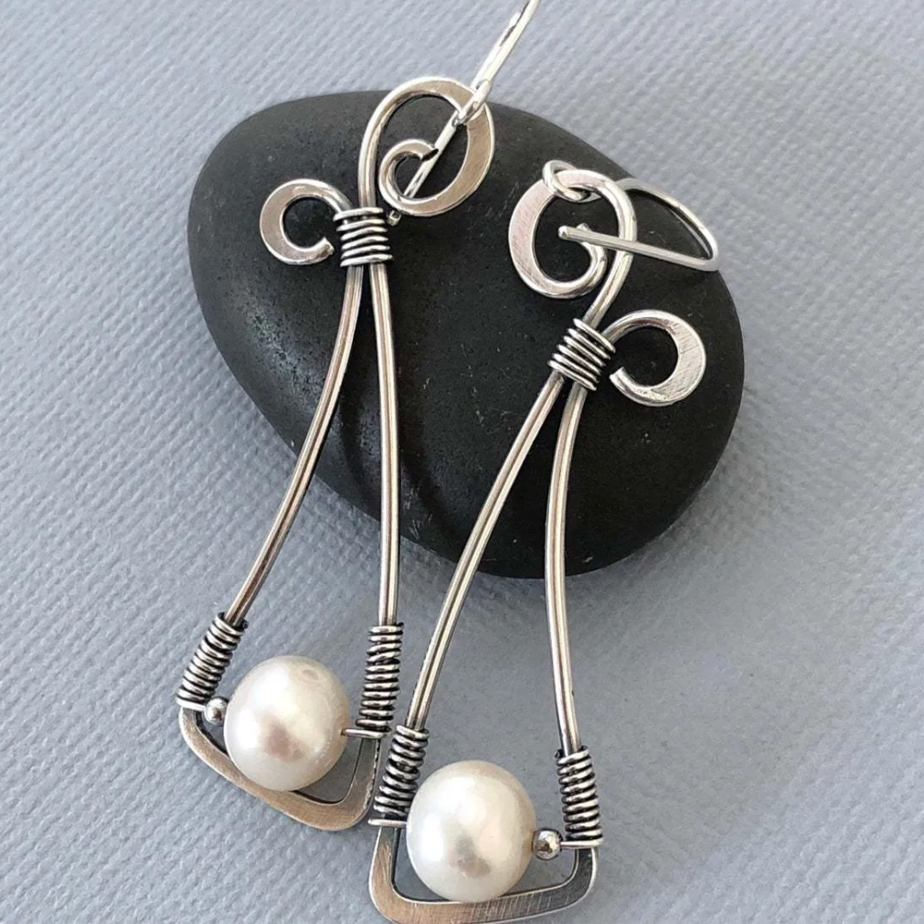 Vintage Dangling Silver Pearl