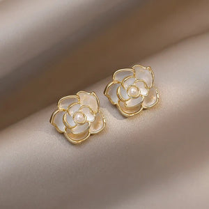 Elegant White Blossom Pearl Earrings