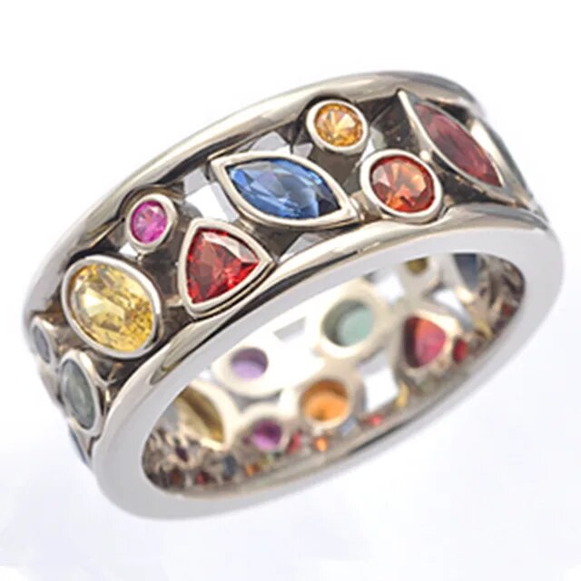 Vintage Colorful Zirconia Silver Ring