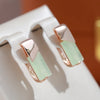 Elegant Green Rectangular Crystal Earrings