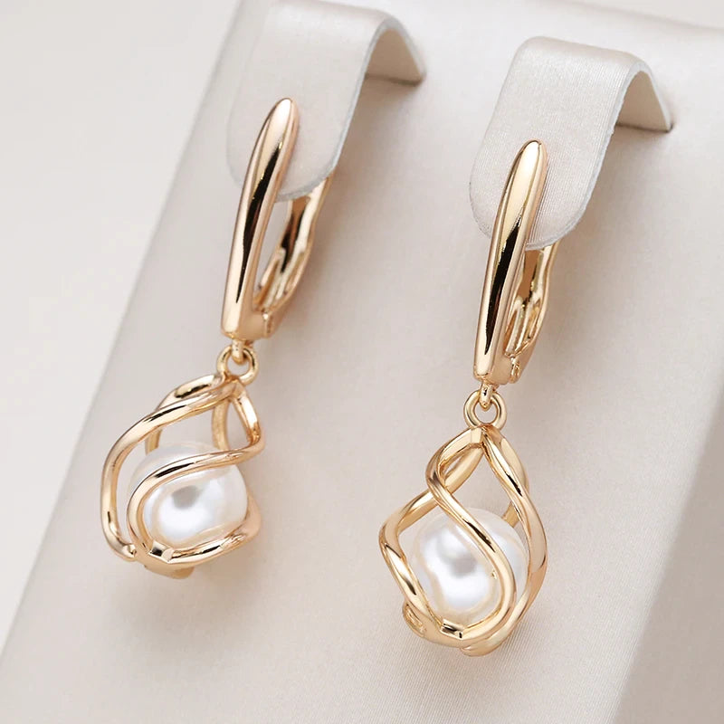 Elegant Hollow Pearl Earrings