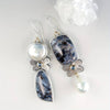 Vintage Blue Stone & Pearl Earrings