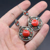 Boho Rounded Earrings with Red Stone