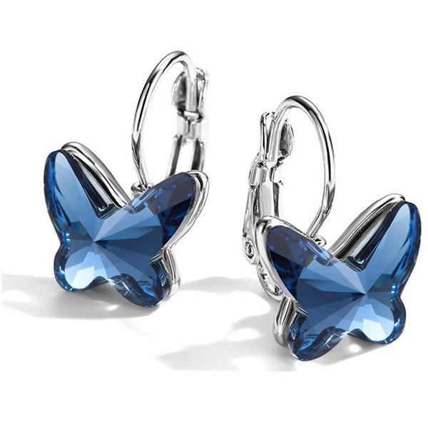 Vintage Blue Crystal Butterfly Earrings