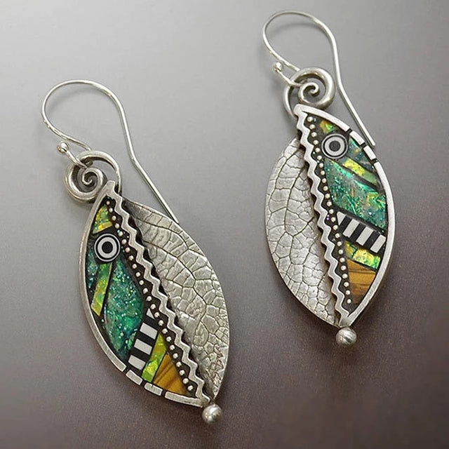 Vintage Green Earrings in Silver