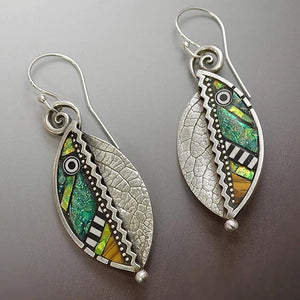 Vintage Green Earrings in Silver