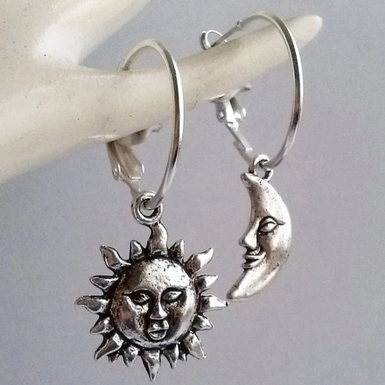 Sun & Moon Silver Earrings