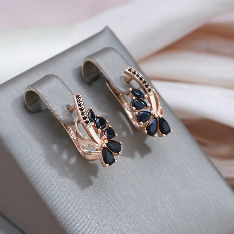 Elegant Black Zirconia Earrings