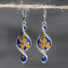 Vintage Handpainted Earrings in Silver