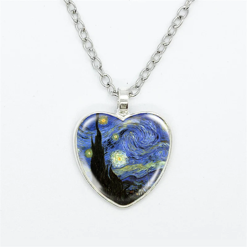 Silver Starry Night Heart Necklace