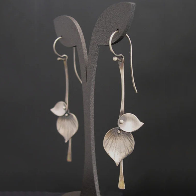 Vintage Silver Leaf Earrings