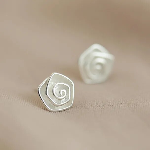 Vintage Silver Rose Earrings