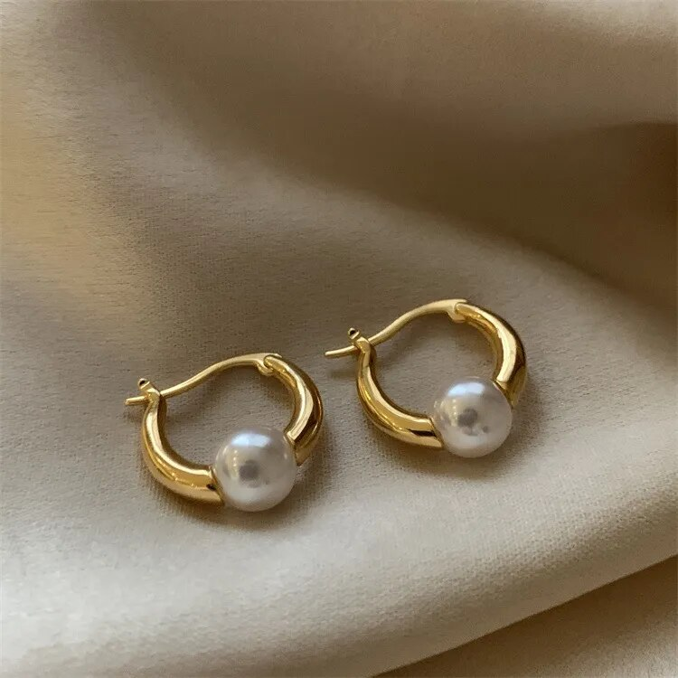 Elegant Pearl Golden Earrings