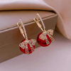 Elegant Bright Tie Red Pearl Earrings