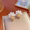 Elegant White Blossom Pearl Earrings