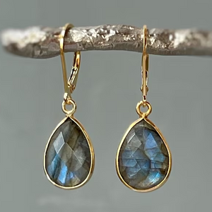 Vintage Blue Stone Golden Earrings