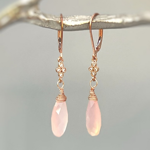 Vintage Pink Crystal Dangling Earrings