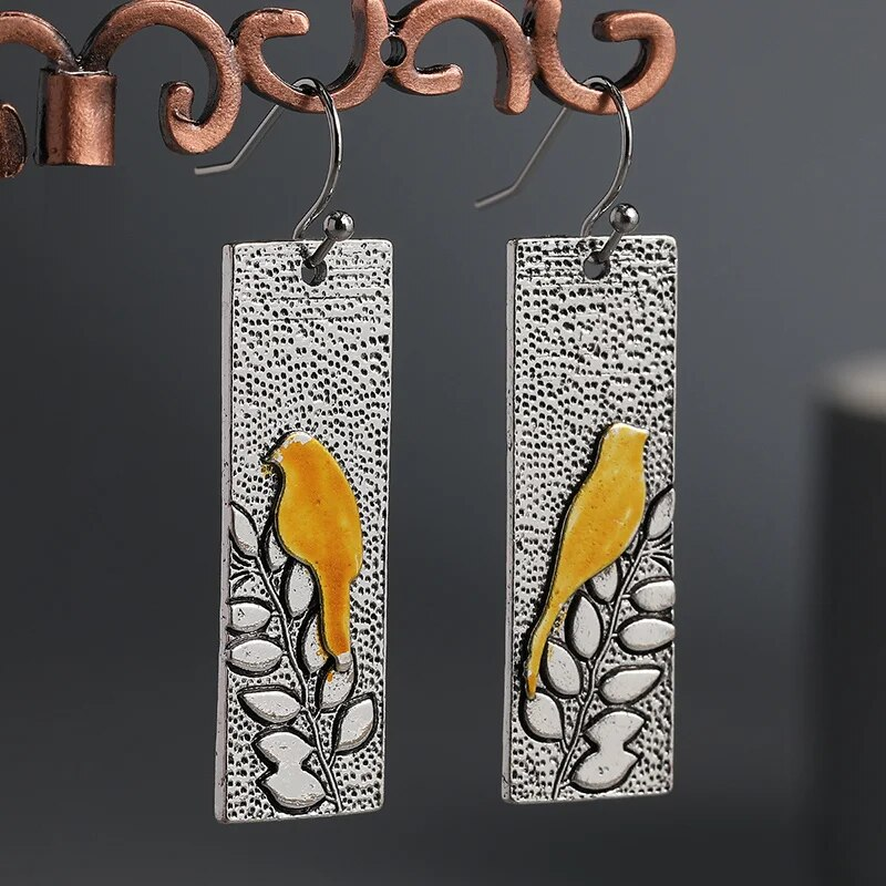 Vintage Yellow Bird Earrings