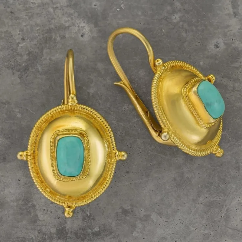 Vintage Golden Turquoise Earrings