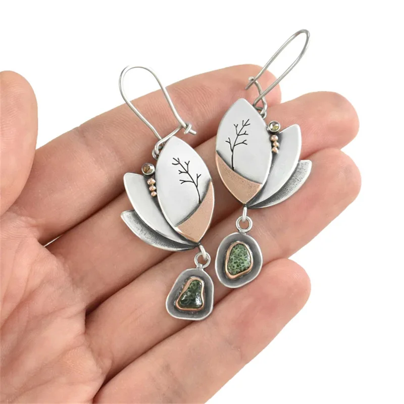 Vintage Nature Silver Leaf Earrings