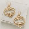 Vintage Golden Mandala Pearl Earrings