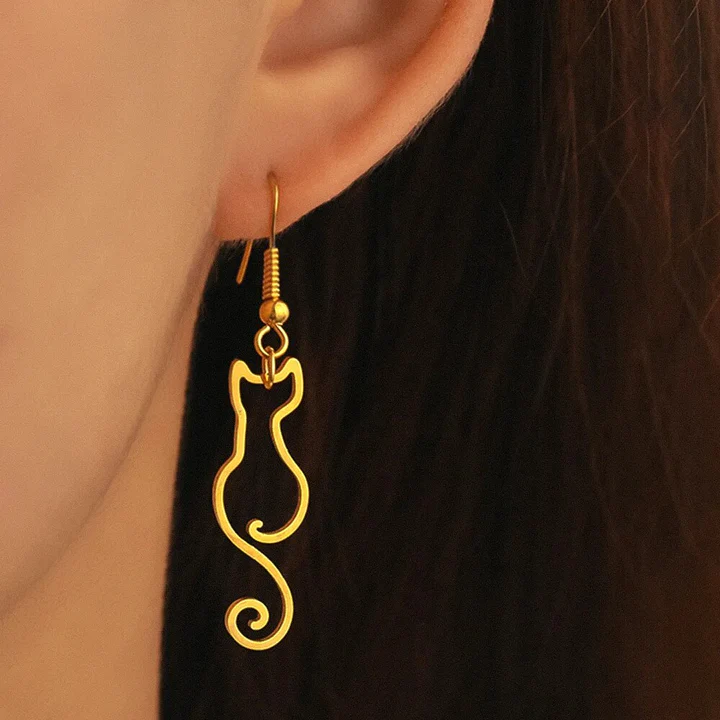 Vintage Golden Kitty Earrings