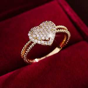 Elegant Bright Heart Golden Ring