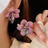 Elegant Bright Purple Flower Earrings