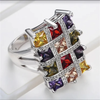 Vintage Rectangular Colorful Crystal Ring