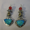 Vintage Turquoise Inlaid Crystal Earrings