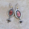 Vintage Inlaid Red Crystal Earrings
