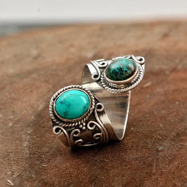 Vintage Turquoise Inlaid Stones Ring