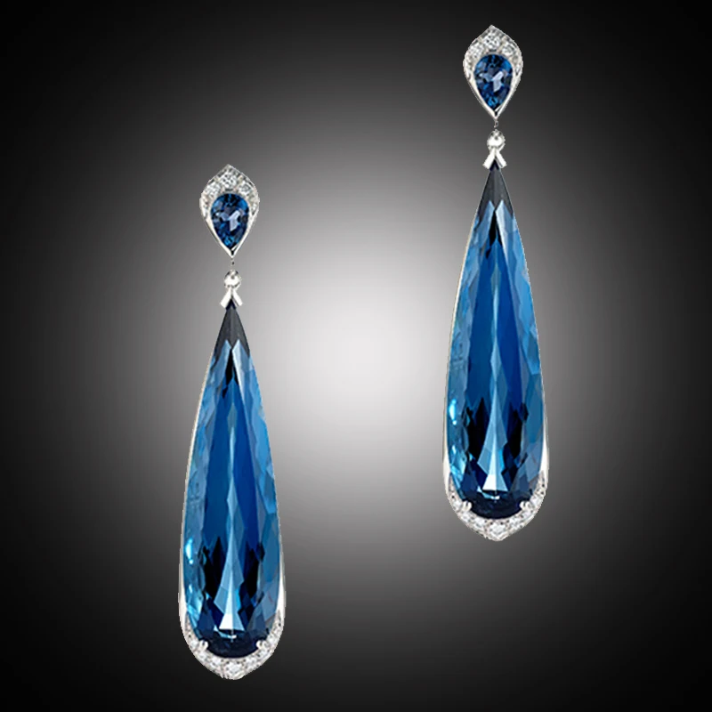 Vintage Blue Crystal Drop Earrings