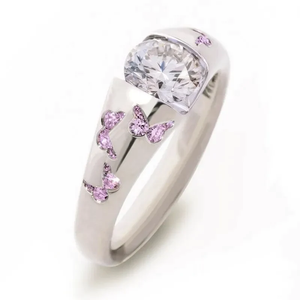 Vintage Purple Butterfly Zirconia Ring