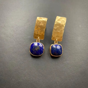 Vintage Blue Stone Golden Earrings