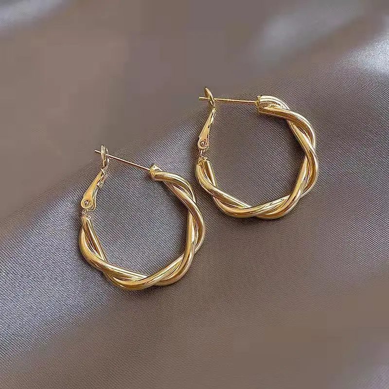Elegant Fine Braided Golden Earrings
