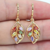 Vintage Colorful Zirconia Golden Leaf