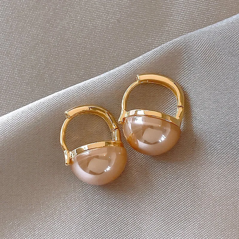 Elegant Pink Pearl Golden Earrings