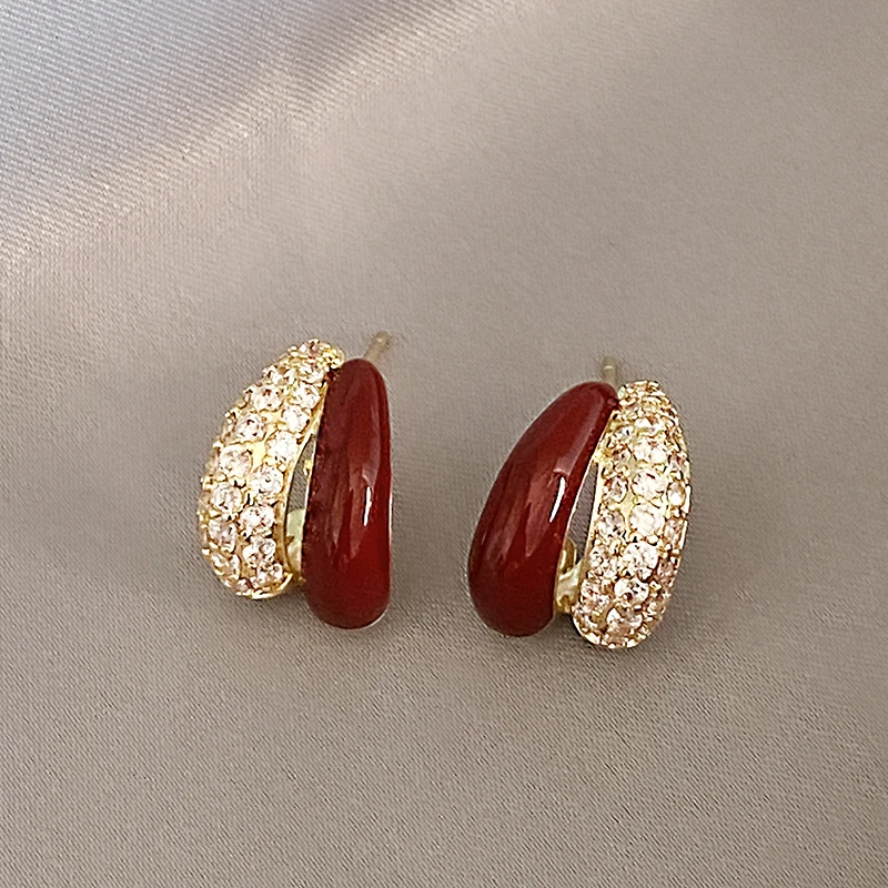 Elegant Red Enamel & Zirconia